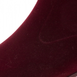Chanel Burgundy Velvet Camellia Embellished CC Rain Boots Size 40
