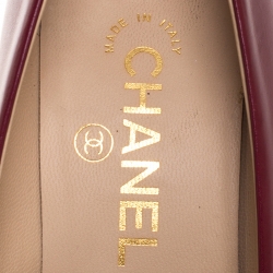 Pre Owned Chanel Red/Blue Patent Leather And Leather Cap Toe Block Heel Pumps Size 36.5