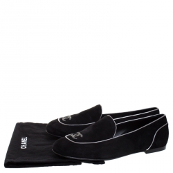 Pre Owned حذاء شانيل سموكي مزخرف كريستال سويدي أسود مقاس 36.5