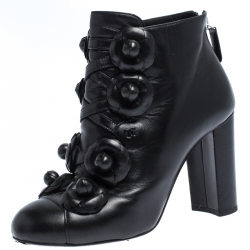Chanel Black Suede Ankle Boots, 37
