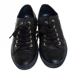 Pre Owned Chanel Black Quilted Nylon and Leather CC Low Top Sneaker Size 38