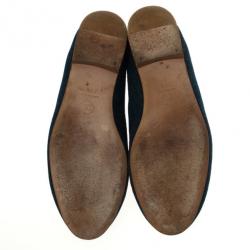 مملوكة مسبقًا Chanel Blue Denim 'CC' Bow Denim Ballet Flats Size 39.5