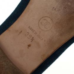 مملوكة مسبقًا Chanel Blue Denim 'CC' Bow Denim Ballet Flats Size 39.5