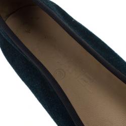 مملوكة مسبقًا Chanel Blue Denim 'CC' Bow Denim Ballet Flats Size 39.5