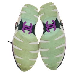 Pre Owned حذاء رياضي شانيل منخفض من أعلى CC جلد وقماش تويد متعدد الألوان مقاس 39