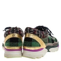 Pre Owned حذاء رياضي شانيل منخفض من أعلى CC جلد وقماش تويد متعدد الألوان مقاس 39