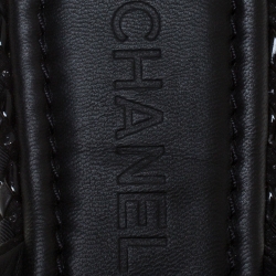 Pre Owned Chanel Black Textured Fabric CC Flat Criss Cross Slide Sandals Size 37