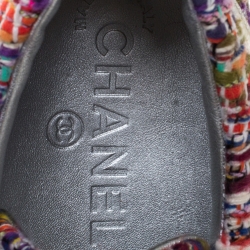 مملوكة مسبقًا Chanel Multicolor Tweed Fabric And Holographic Leather CC Lace Up Sneakers Size 36.5