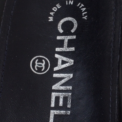 Pre Owned Chanel Black Leather CC Chain Embellished Flat Slides Size 35