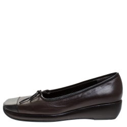 Pre Owned حذاء كعب عالي شانيل فينتدج "ايدنتيفيكيشون" مقدمة سوداء مربعة كعب روكي جلد بني داكن و أسود مقاس 38