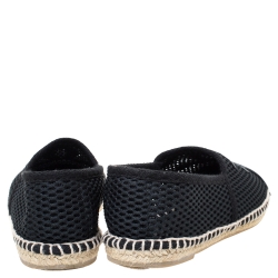 Pre Owned Chanel Black Leather and Mesh CC Espadrilles Size 38