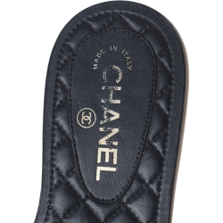 Chanel Two Tone Rope With Faux Pearls Cuba Slide Sandals Size 37