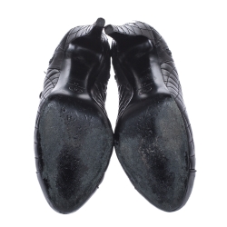 Chanel Black Quilted Leather CC Cap Toe Platform Booties Size 41