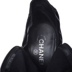 Chanel Black Quilted Leather CC Cap Toe Platform Booties Size 41