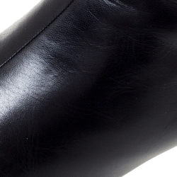 Chanel Vintage Black Leather Knee Length Pointed Toe Boots Size 39.5
