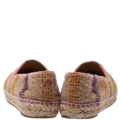 Pre Owned حذاء إسبادريل شانيل بمقدمة وردية و مزين بشعار الماركة سي سيقماش تويد بيج مقاس 40