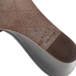 Pre Owned Chanel Black Leather CC Wedge Slides Size 40