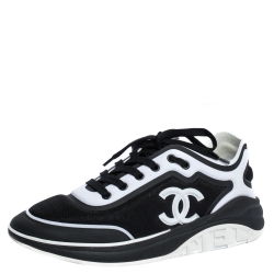 chanel black and white tennis shoes