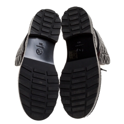 Chanel Black Quilted Patent Leather CC Pearl Combat Boots 39