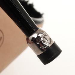 Pre Owned Chanel Black Grosgrain Canvas Bow Slingback Sandals Size 38.5