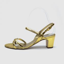 مملوكة مسبقًا Chanel Gold Python Sandals Size 37.5
