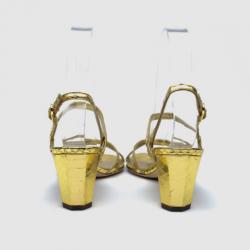 مملوكة مسبقًا Chanel Gold Python Sandals Size 37.5