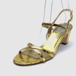 مملوكة مسبقًا Chanel Gold Python Sandals Size 37.5