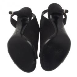 Chanel Black Crepe Slingback Sandals Size 39