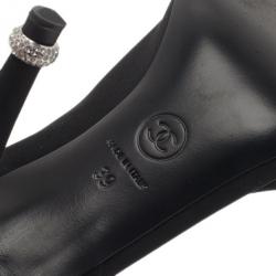 Pre Owned Chanel Black Crepe Slingback Sandals Size 39