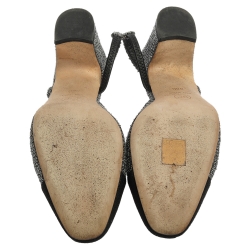 مملوكة مسبقًا Chanel Two Tone Metallic Tweed And Fabric CC Block Heel Slingback Sandals Size 38