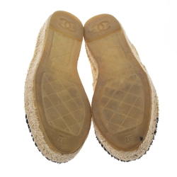 Pre Owned حذاء إسبادريل شانيل شعار CC كانفاس أسود/ أزرق مقاس 37