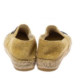 Pre Owned حذاء إسبادريل شانيل شعار CC كانفاس أسود/ أزرق مقاس 37