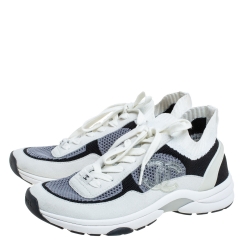 Pre Owned حذاء رياضي شانيل منخفض من أعلى سي سي سويدي وقماش ثلاثي اللون مقاس 39