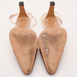 مملوكة مسبقًا Chanel Beige and Burgundy Classic Cap Toe Slingback Heels Size 39