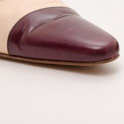 مملوكة مسبقًا Chanel Beige and Burgundy Classic Cap Toe Slingback Heels Size 39