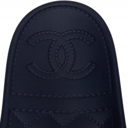 Pre Owned Chanel Blue/Red Rubber CC Flat Slides Size 38