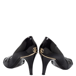 مملوكة مسبقًا Chanel Black Patent Leather D-orsay Open Toe Pumps  Size 37