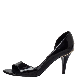 مملوكة مسبقًا Chanel Black Patent Leather D-orsay Open Toe Pumps  Size 37