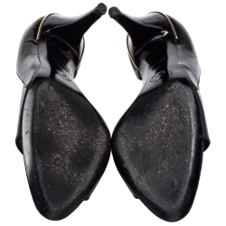مملوكة مسبقًا Chanel Black Patent Leather D-orsay Open Toe Pumps  Size 37