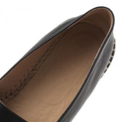 Pre Owned Chanel Black Leather Camellia Studded Espadrilles Size 40