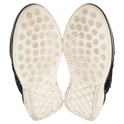 Pre Owned Chanel Black Suede And Fabric CC Low Top Sneakers Size 38