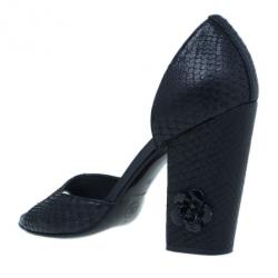 Pre Owned Chanel Black Python D’orsay Pumps Size 38