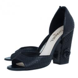 Pre Owned Chanel Black Python D’orsay Pumps Size 38