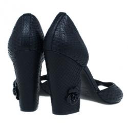 Pre Owned Chanel Black Python D’orsay Pumps Size 38