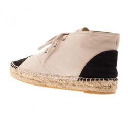 Pre Owned Chanel Beige Leather CC Espadrille Sneakers Size 38