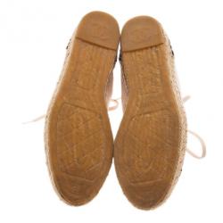 Pre Owned Chanel Beige Leather CC Espadrille Sneakers Size 38