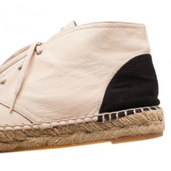 Pre Owned Chanel Beige Leather CC Espadrille Sneakers Size 38