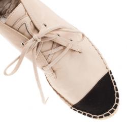 Pre Owned Chanel Beige Leather CC Espadrille Sneakers Size 38