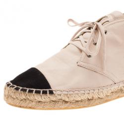 Pre Owned Chanel Beige Leather CC Espadrille Sneakers Size 38