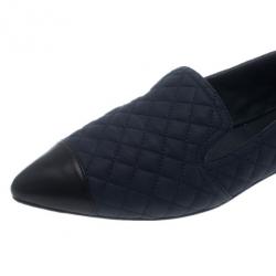 مملوكة مسبقًا حذاء شانيل سموكينج سليبر جلد مبطن أزرق مقاس 37.5